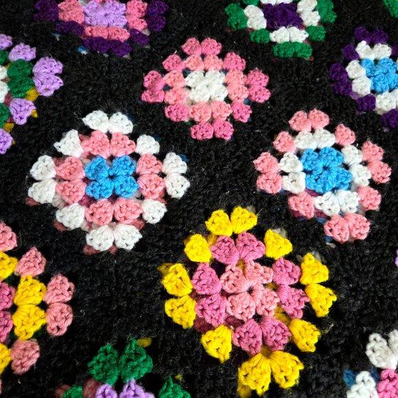 Handmade Crochet Granny Square Throw Blanket Afghan Boho Bohemian Cozy Bedroom - Picture 4 of 7